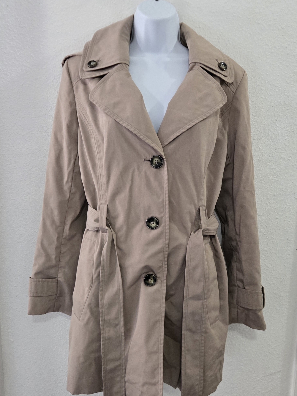 Liz Claiborne Dusty Beige Trench Coat with Belt